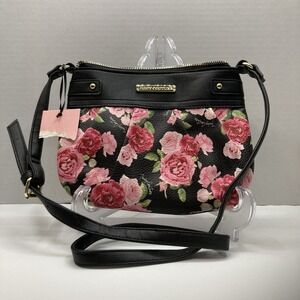 Juicy Couture Crossbody Pretty Rose Black Statement Purse Bag